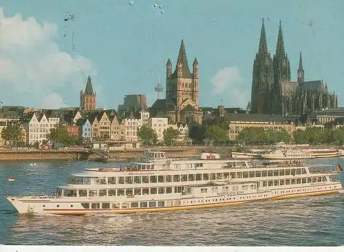 [Ansichtskarte] BINNENSCHIFFE - RHEIN, Köln - DÜSSELDORFER "WAPPEN VON KÖLN" vor Köln, Nadelloch. 