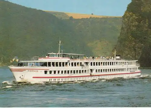 [Ansichtskarte] BINNENSCHIFFE - RHEIN, Köln - Düsseldorfer Kabinenschiff "FRANCE" vor der Loreley. 