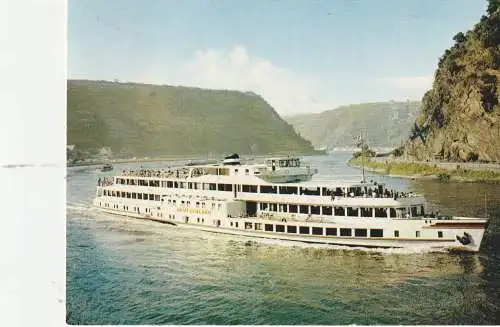 [Ansichtskarte] BINNENSCHIFFE - RHEIN, Köln - Düsseldorfer "DEUTSCHLAND" vor der Loreley. 