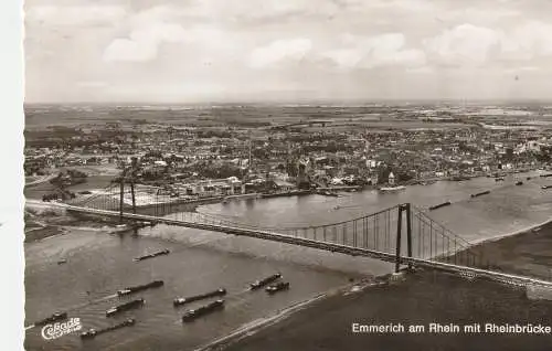 [Ansichtskarte] 4240 EMMERICH, Rheinbrücke, Luftaufnahme 1965. 