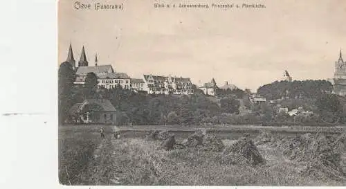 [Ansichtskarte] 4190 KLEVE, Panorama, Blick auf Schwanenburg, Prinzenhof und Pfarrkirche, 1906, Verlag Labs. 