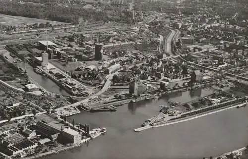 [Ansichtskarte] CH 4000 BASEL BS, Rheinhafen Hüningen, Luftaufnahme, kl. Klebereste rückseitig. 