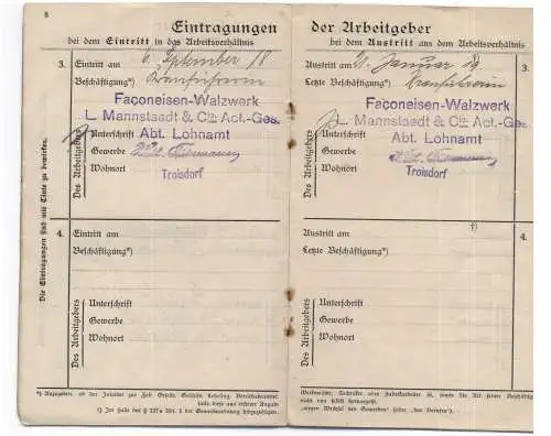 Arbeitsbuch Siegburg / Troisdorf 1917 - 1919