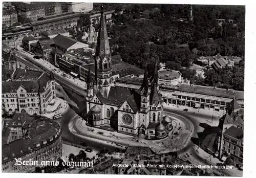 [Ansichtskarte] 1000 BERLIN - CHARLOTTENBURG, Kaiser - Wilhelm Gedächtniskirche, Luftansicht  Vorkrieg und 60er Jahre. 