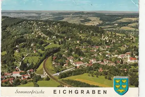 [Ansichtskarte] A 3032 EICHGRABEN, Luftaufnahme, Stadtwappen, 1969. 