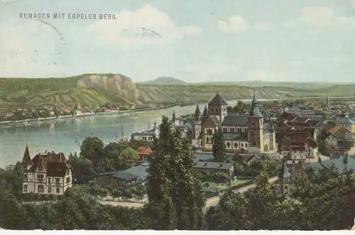 [Ansichtskarte] 5480 REMAGEN mit Erpeler Berg, die Brücke von Remagen fehlt noch, 1913. 