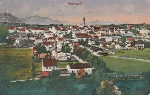 [Ansichtskarte] 8220 TRAUNSTEIN; Blick auf den Ort, 1918. 