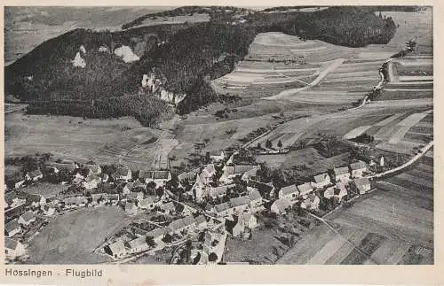 [Ansichtskarte] 7475 MESSSTETTEN - HOSSINGEN, Luftaufnahme, 5.8.1945, franz. Militärpost. 