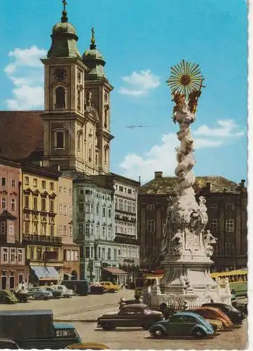 [Ansichtskarte] A 4000 LINZ, Hauptplatz, Oldtimer - VW - Käfer, VW - Bus. 