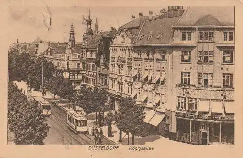 [Ansichtskarte] 4000 DÜSSELDORF, Königsallee, Strassenbahnen, Corso - Cafe. 