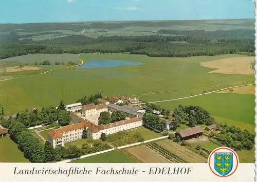 [Ansichtskarte] A 3910 ZWETTL, Landwirtschaftliche Fachschule Edelhof, Luftaufnahme, Stadtwappen. 