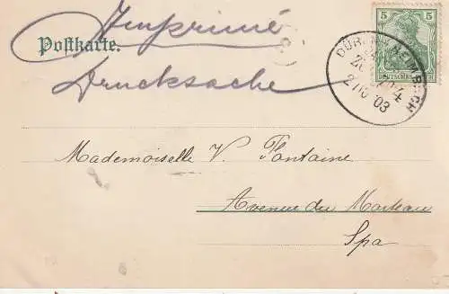 [Ansichtskarte] 5160 DÜREN, Bismarckdenkmal 1903, Bahnpost Düren - Heimbach. 