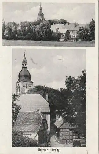 [Ansichtskarte] 4405 NOTTULN,  Dorfpartien um die Kirche, 1953. 