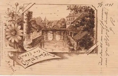 [Ansichtskarte] 4500 OSNABRÜCK, Hasepartie, Holzbrand - Imitation 1898. 