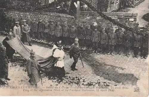 [Ansichtskarte] 5000 KÖLN, Kölner Dom, Der Kölner Kardinal Hartmann auf dem Weg zu einem Feldgottesdienst in Coucy - Le - Chateau, 11.4.1916. 