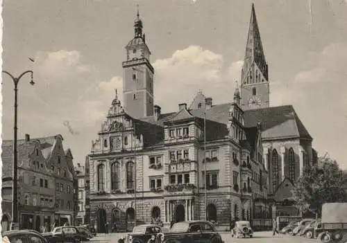 [Ansichtskarte] 8070 INGOLSTADT, Rathaus, Pfeifturm, St. Moritzkirche, Oldtimer. 