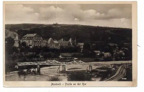 [Ansichtskarte] 5166 KREUZAU - UNTERMAUBACH,  Rurbrücke, Burg Maubach. 