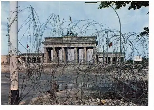 [Ansichtskarte] 1000 BERLIN, BRANDENBURGER TOR, Mauer, Stacheldraht. 