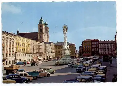 [Ansichtskarte] A 4000 LINZ, Hauptplatz, Oldtimer, MERCEDES - BENZ, VW - KÄFER, FIAT, VW - Bus..... 