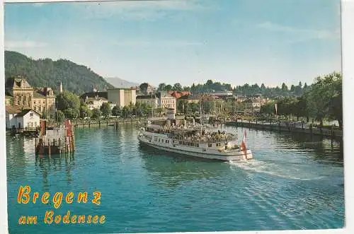 [Ansichtskarte] BINNENSCHIFFE - BODENSEE, "AUSTRIA" im Hafen Bregenz. 