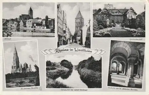 [Ansichtskarte] 4440 RHEINE, Altstadt, Basilika, Gertrudenstift, Emspartie... 1953. 