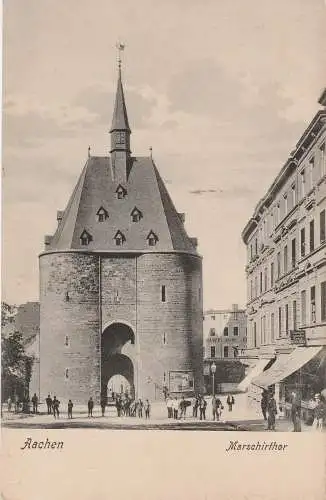 [Ansichtskarte] 5100 AACHEN, Marschiertor, belebte Szene, ca. 1907. 