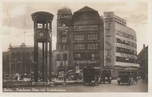 [Ansichtskarte] 1000 BERLIN, Potsdamer Platz, Verkehrsturm, Oldtimer...1935. 