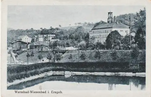 [Ansichtskarte] 0-9319 WARMBAD - WIESENBAD, Gesamtansicht, Bahnhof, 1922. 