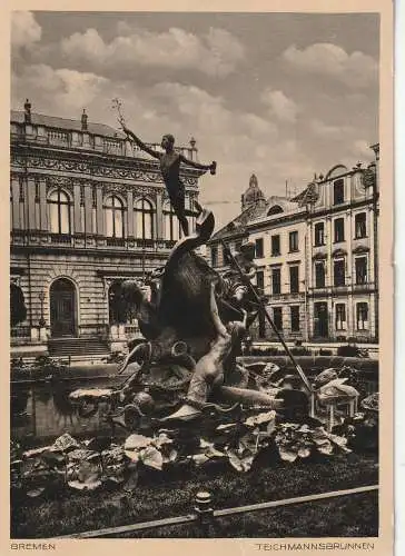 [Ansichtskarte] 2800 BREMEN, Teichmannsbrunnen, Meerjungfrau / Mermaid, 1939. 