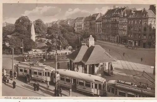 [Ansichtskarte] 5000 KÖLN, Platz der Republik /Ebertplatz), Strassenbahnhaltestelle. 