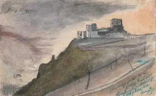 [Ansichtskarte] 5168 NIDEGGEN, Burg Nideggen, handgemalt 1899. 