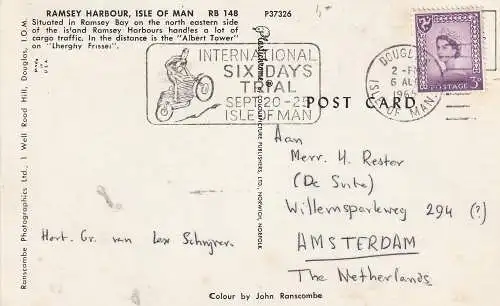 [Ansichtskarte] MOTORRAD - International Six Days Trial, Isle of Ma, 1965, Werbestempel. 