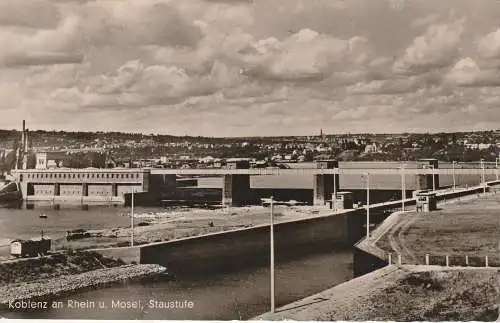 [Ansichtskarte] BINNENSCHIFFE - MOSEL, Staustufe Koblenz 1954, Druckstelle. 