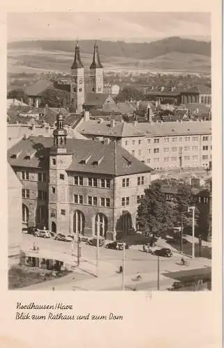 [Ansichtskarte] 0-5500 NORDHAUSEN, Blick zum Rathaus und Dom, 1963. 