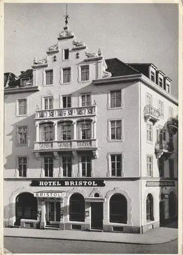 [Ansichtskarte] CH 4000 BASEL BS, Hotel Bristol, 1948, kl. Druckstelle. 