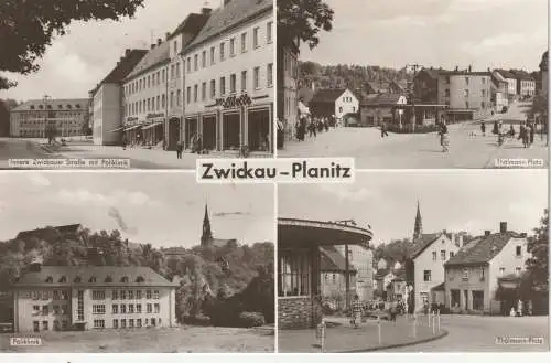 [Ansichtskarte] 0-9540 ZWICKAU - PLANITZ, Thälmann - Platz, Poliklinik, Innere Zwickauer Strasse, 1955. 