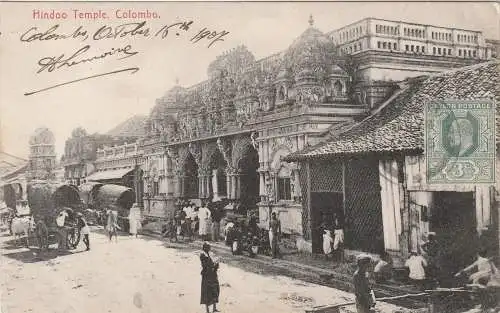 [Ansichtskarte] SRI LANKA / CEYLON - COLOMBO, Hindoo Temple, 1907. 