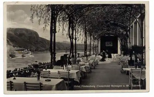 [Ansichtskarte] 5480 REMAGEN, Hotel Fürstenberg, Terrasse, 1929. 