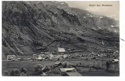 [Ansichtskarte] CH 6436 MUOTATAL SZ, Gruss aus...1907, Verlag Beeler - Brunnen, Druckstelle. 