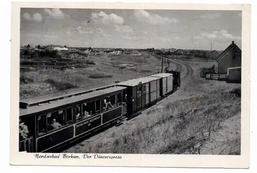 [Ansichtskarte] 2972 BORKUM, Inselbahn - Dünenexpress, 1960. 