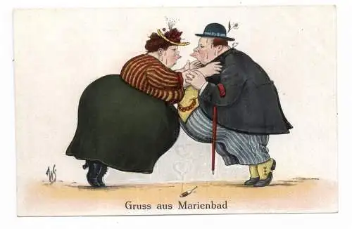 [Ansichtskarte] BÖHMEN & MÄHREN, MARIENBAD / MARIANSKE LAZNE, Gruß aus..., Humor. 