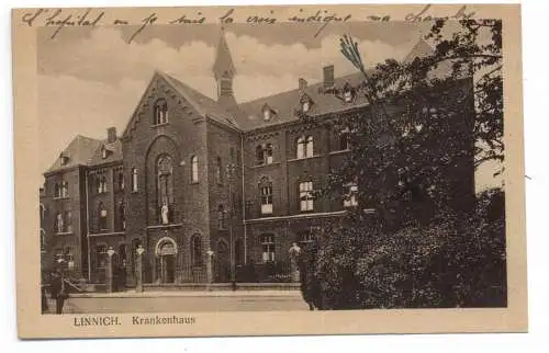 [Ansichtskarte] 5172 LINNICH, Krankenhaus, 1919. 