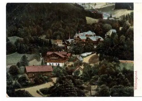 [Ansichtskarte] NIEDER - SCHLESIEN - HABELSCHWERDT - WÖLFELSGRUND / BYSTRZYCA KLODZKA - MIEDZYGORZE, Blick in das Dorf, 1913. 