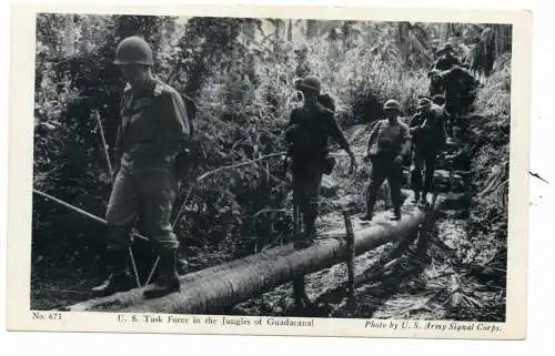 [Ansichtskarte] MILITÄR - US FORCES Tas Forces in the Jungles of Guadacanal / Solomonen Inseln, Buy War Bonds. 