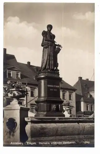 [Ansichtskarte] 0-9300 ANNABERG, Barbara Utmann Denkmal, 1928. 