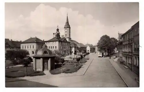 [Ansichtskarte] 0-6522 BÜRGEL, Karl - Marx - Platz und Rathaus, 1962. 