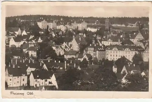 [Ansichtskarte] 8050 FREISING, Gesamtansicht, 1942, Feldpost 2. WK Landesschützen Ers. Batl. 7, Eckknick. 