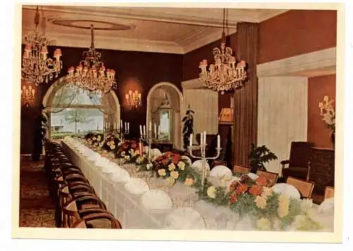 [Ansichtskarte] A 9220 VELDEN Wörthersee, Hotel Schloß Velden, Festtafel anläßlich des Aufenthaltes seiner Majestät König Gustav Adolf von Schweden. 