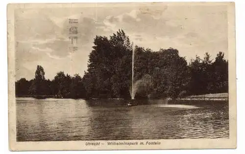 [Ansichtskarte] UTRECHT STAD, Wilhelminapark . Fontein, 1929. 