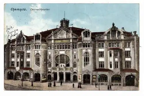 [Ansichtskarte] 0-9000 CHEMNITZ, Centraltheater, 1908. 